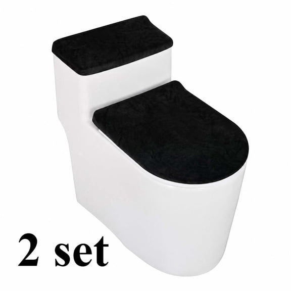 2 sets Toilet Lid and Tank Lid Cover Set, Stain‑Resistant Dust Protective Covers for Bathroom, Black