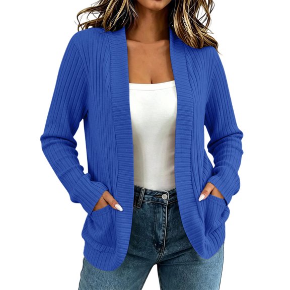 Likimi Womens Knit Cardigan With Pocket Long Sleeve Solid Color Sweater For Women Everyday Wear Fashion Coat Size L