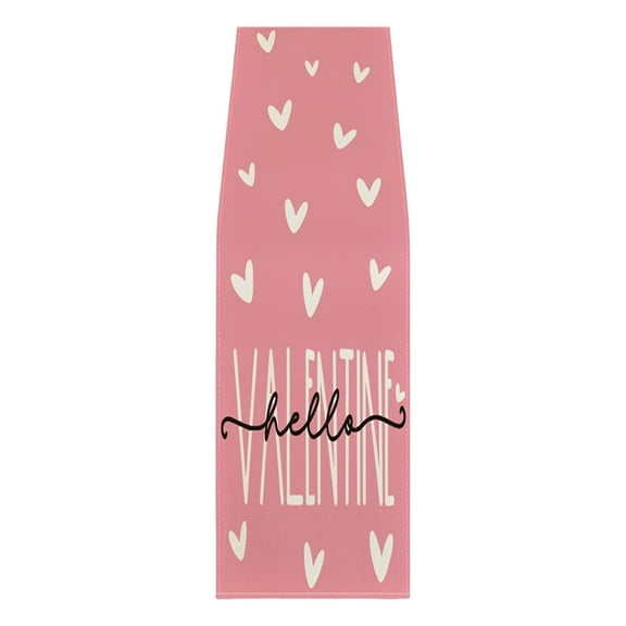 FYTPOV Hello Valentine Table Runner, Valentines Day Decorations, Hearts Pink Table Runner for Party, Christmas Runner for Table Home Decor, Table Runners 90 Inches Long