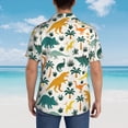 thumbnail image 3 of Lsque Dinosaurs and Tropical Leaves pattern Hawaiian Shirt for Men, Unisex Summer Beach Casual Short Sleeve Button Down Shirts-XX-Large, 3 of 9