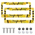 thumbnail image 2 of 2Packs License Plate Frames with Vibrant Yellow Retro Pattern Includes Screws & Caps Full Accessories Included Size 6.3x12.2inch(16x31cm), 2 of 8