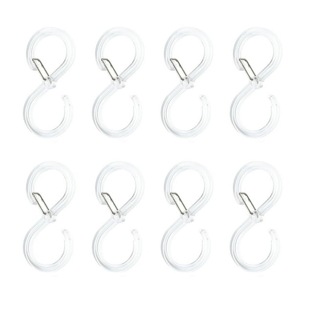 8 Pieces Multifunctional S-shaped Hook with Buckle Kitchen Bathroom Durable Windproof Lock Hooks Clothes Plastic Hanger Transparent