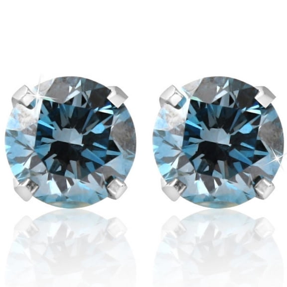 Pompeii 1/2 - 4 Ct Blue Diamond Studs in 14k Gold Lab Grown (Blue,VS2-SI1)