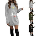 thumbnail image 2 of felwors Womens Oversized Christmas Tunic Pullover Fashion Comfy Crewneck Long Sleeve Festival Tops Dark Green, XL, 2 of 7