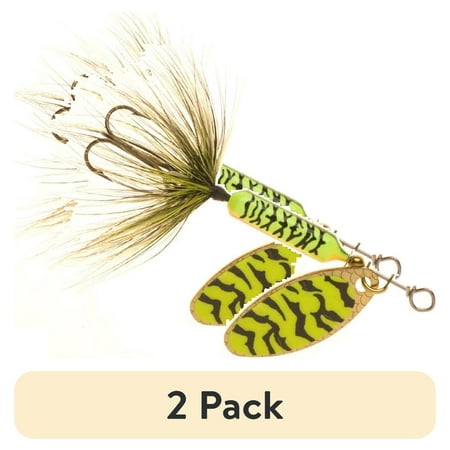 (2 pack) Yakima Bait Worden s Original Rooster Tail Inline Spinnerbait Fishing Lure Chartreuse Black Tiger 1/16 oz.