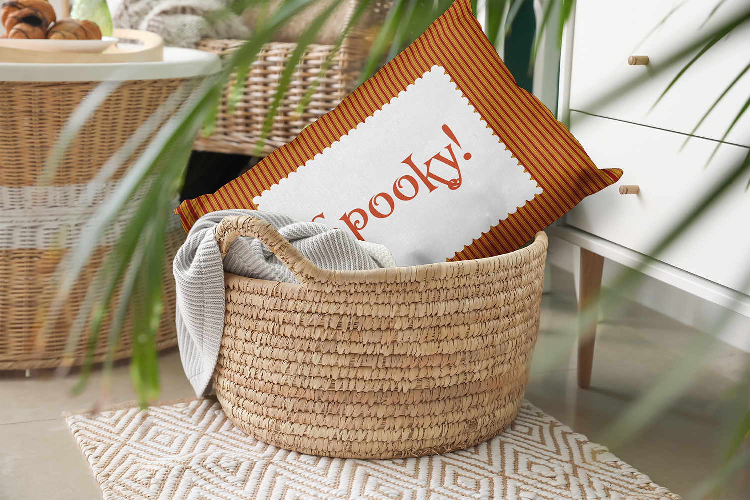 20" x 14" Simply Daisy Halloween Spooky Ticking Polyester Accent Pillow, Dark Red Qty 1