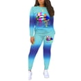 thumbnail image 3 of Genuiskids Women Sports Tracksuit Long Sleeve Tops Pants Lips Print Tie Dye Outfit Running Yoga Bodycon Jogger 2pcs Homewear Clothes Set, 3 of 5