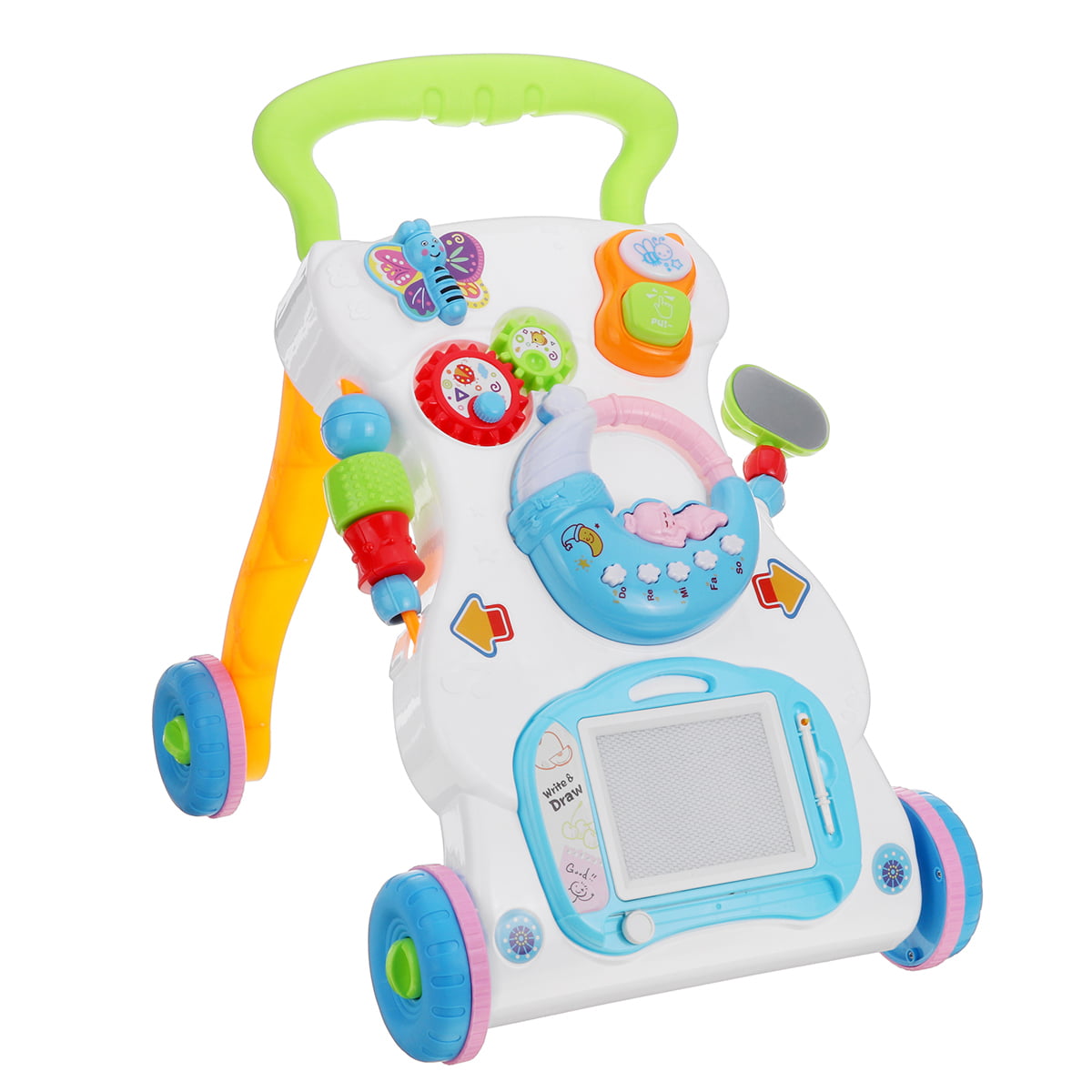Rubber Wheels Push /& Pull Toys caterbee Sit to Stand Learning Walker,Beginnings Activity Walker with Musical and Light,Adjustable Speed