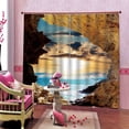 thumbnail image 3 of Cortina para colgar en la pared Poliéster con patrón de océano Adorno para ventana Suministros de impresión para sala de estar Dormitorio Baño M, 2 piezas Inevent HA010891-02, 3 of 7