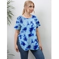 thumbnail image 4 of Uniexcosm Women Plus Blouse Round Neck T-Shirt Printed Floral Top, 4 of 5