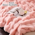 thumbnail image 6 of Faux Fur Blanket Rabbit Fleece - Blush Pink Fluffy Blanket for Sofa, Cozy Soft Plush Throw Blanket for Couch Bed, Luxury Thick Fuzzy Couch Blanket for Winter, Comfy Bubble Blanket - 60" x 80", 6 of 8