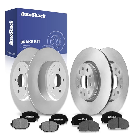 AutoShack Front & Rear Brake Rotors Ceramic Brake Pads | Replacement For 2018 Jeep Wrangler 2.0L 3.6L V6 4WD | 12-PC Brake Kit