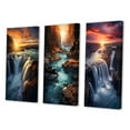 thumbnail image 3 of Designart "Summery Sunset Cascading over Majestic Waterfalls I" Waterfall Wall Art Set Of 3 - Traditional Yellow Gallery Wall Set For Home Decor, 3 of 6