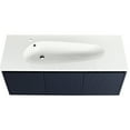 thumbnail image 3 of Navy Blue 48" Bathroom Vanity With Drop-shaped Resin Sink - Wall Mounted Simple Spacious Design, 3 of 7