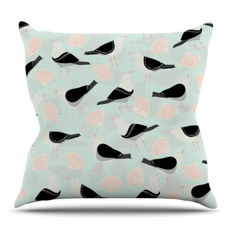 East Urban Home Seagulls and Shells by Michelle Drew Outdoor Throw Pillow