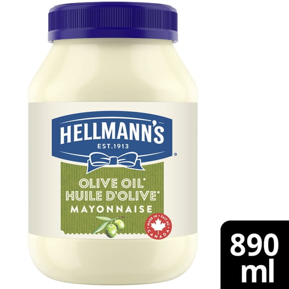Mayonnaise à l’huile d’olive Hellmann’s avec œufs de poules élevées en liberté au Canada et huile de canola, pot de 890 mL