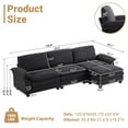 thumbnail image 3 of Zimtown Sectional L-Shaped Sofa with Ottoman, 4-6 Person Living Room Couch, 3 Seater and 1 Ottoman, Double-Layered Burlap, Black, 3 of 10