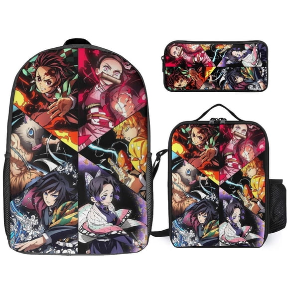 3 Piece Backpack Set, Graphic Print Travel Backpack with Utility Carry Bag and Organizer Pouch, Lightweight Casual Daypack, Multi Pocket Book Storage Bag, Colorful Printed Design