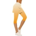 thumbnail image 3 of Kvture Skirted Leggings for Women Tennis Golf Skorts Capris Gym Yoga Legging with Skirts Pickleball Workout Capri Pants Gradient color Milk Silk Soft Tights Yellow L, 3 of 7