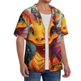 thumbnail image 2 of Gukieu Colorful Flower Chameleon Print Men's Short-sleeved Shirts, Button-down Pocket Shirts, T-shirts, Beach Vacation Travel Summer Clothing-4X-Large, 2 of 5