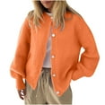 thumbnail image 2 of Womens Oversized Cardigans Button up Long Lantern Sleeve Knit Sweaters Casual Soft Fall Jacket Outerwear New Lightweight Cardigans for Women Orange M, 2 of 7