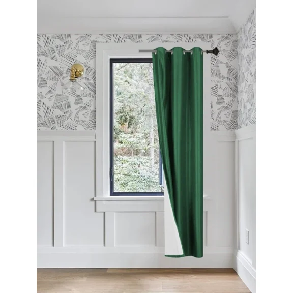 Gorgeous Home Linen Hunter Green 1-Piece Solid Blackout Grommet-Top Window Curtain Panel 37" W X 108" L