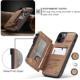 thumbnail image 6 of Casus Leather Wallet Back Zipper Magnetic Flip Cover Card Holder Case for iPhone 12 mini - Brown, 6 of 10