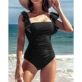 thumbnail image 2 of Charmo Women Ruffle One Piece Bathing Suits Ruched Tummy Control Monokini Swimsuit, 2 of 6