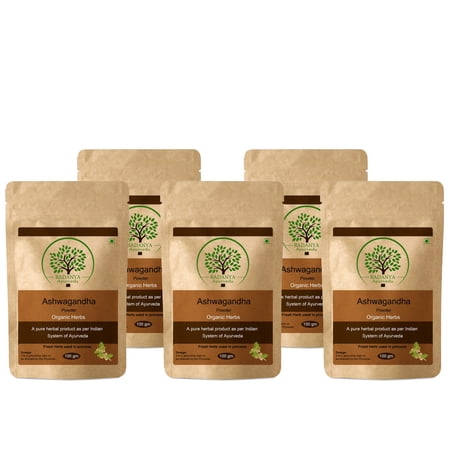 RADANYA Ayurveda Ashwagandha Powder 100 Gram - Indian Pure Natural Essential Organic Herbal Supplement Powder - Pack of 5