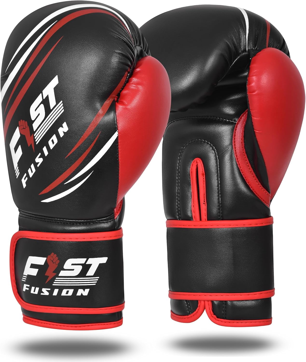 FIST FUSION Boxing Gloves, Pro Training Sparring, Maya Hide Leather, Muay Thai MMA Kickboxing, Men Women Adult, Heavy Punching Bag Focus Mitts Pads Workout, Multi Layered, 8 10 12 14 Oz