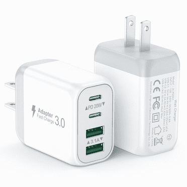 TAOHAI 2-Pack 40W USB C Wall Charger,4-Port PD QC3.0 Fast USB Charger Block,Multiport Wall Plug Power Adapter Type C Charging Block for iPhone 16/15/14 Pro Max, iPad,Samsung,AirPods4,Watch10