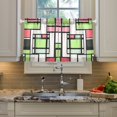 thumbnail image 2 of Yayeee Kitchen Curtains Light Filtering 27"x24" Rod Pocket Short Cafe Window Panel, Green Abstract Geometric, 2 of 7