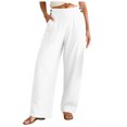 thumbnail image 3 of RFQWOVSR Women's High Waist Button Front Wide Leg Linen Pants with Pockets Loose Fit Casual Summer Trousers XL, 3 of 4
