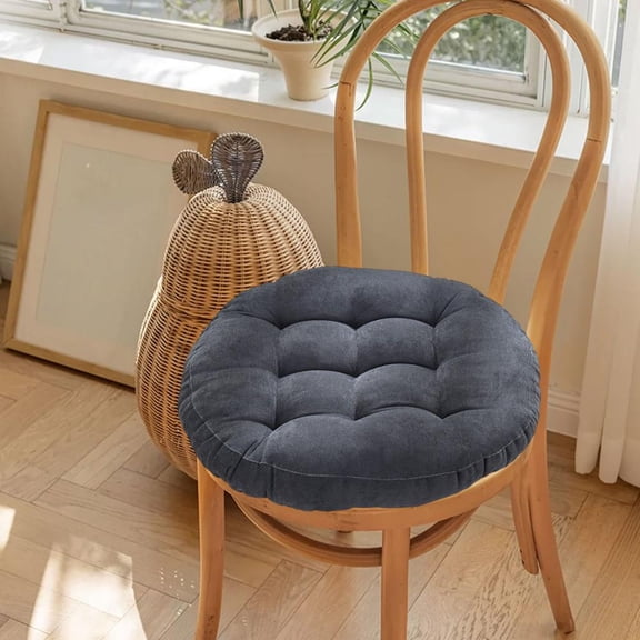 Outoloxit Thickened 16.5 Inch Round Chair Cushion, Soft Corduroy & High-Density Foam Filled Seat Pad for Kitchen Dining Chair, Patio, Floor Seating - Solid Colors (Set of 1)