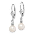 thumbnail image 2 of FB Jewels Sterling Silver Rhodium plated White FW Cultured Pearl Dangle Earrings, 2 of 3