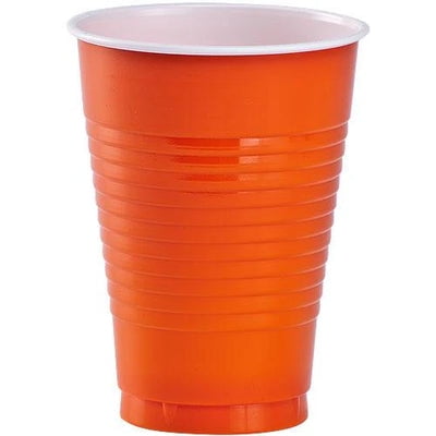 EcoQuality 12oz Orange Plastic Cup - Disposable Clear Plastic Cups - Eco-friendly Cold Cups for Home, Office, Events, Wedding, Parties (60)