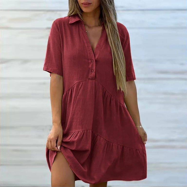 long sleeve cotton t shirt dress Point 3/4 Sleeve Maxi Dress