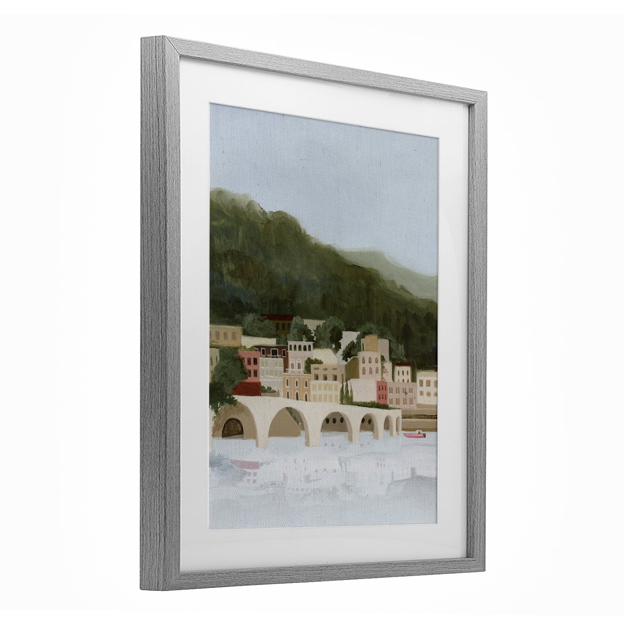 Stupell Industries Coastal Mountains By Sea Gray Framed Print Under Glass, design by Grace Popp