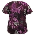 thumbnail image 2 of Women's Printed Mesh V-Neck Short Sleeve Ruffle Top, 2 of 4