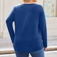 thumbnail image 3 of TQWQT Plus Size Tops for Women Fall Loose Fit Going Out Shirts Long Sleeve V Neck Henley Basic Graphic T-Shirt 4x-5x Casual Tunics Blouses Blue 4XL, 3 of 4