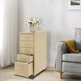 thumbnail image 2 of 5 Drawer File Cabinet, Mobile Classification Storage Cabinet Filing Cabinets for Home Office, Metal Vertical File Storage Cabinet with Casters (Beige), 2 of 9