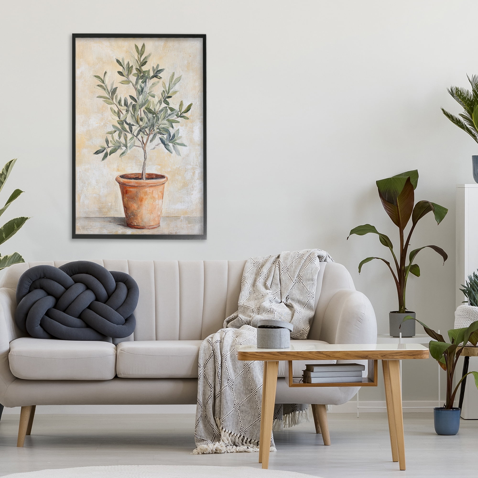 Stupell Industries House Plant in Terracotta Black Framed Giclee Art, design by Petal Prints Design