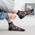 thumbnail image 2 of Fuzoiu Flower Print Adult Socks, Crew Moisture-wicking Socks, Unisex Cushion Crew Socks,Casual Sports Ankle Socks, 2 of 7