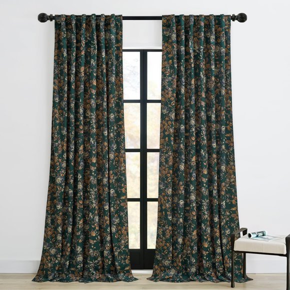 StangH Back Tab Retro Green Curtains Soft Velvet Room Darkening Thermal Insulated Sliding Door Panels Christmas Home Decoration for Backdrops/Bedroom