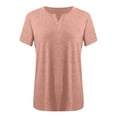thumbnail image 4 of ZQGJB Oversized T-Shirts for Women Summer Casual Short Sleeve 1/4 Button Neckline Tops Loose Fit Dressy Tunic Blouse for Leggings Pink L, 4 of 4