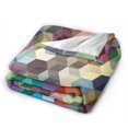 Abstract Color Cubes Purple Print Soft Throw Blanket Warm Flannel