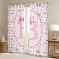thumbnail image 2 of Manfei Pink Ribbon Love Blackout Curtains Set of 2 (52x84 Each) For Kids,Letter B Monogram Window Curtains, 2 of 7