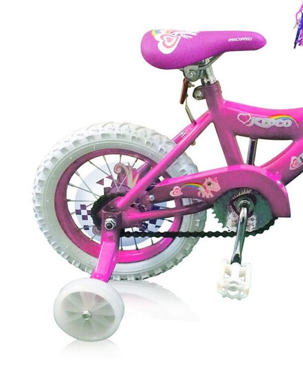USToyOutlet 12" BMX S-Type Frame Bicycle Coaster Brake One Piece Crank Pink Rims White Tire Kid's Bike - Pink
