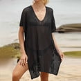 thumbnail image 7 of zaveiop Women's Loose Swimsuit Crochet Sexy V Neck Swim Coverups Bathing Suit Bikini Cover up Vacation Summer Beach Dresses (Black, One Size), 7 of 7
