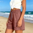 thumbnail image 6 of Sheghy Workout Shorts Women 100%Cotton Women Summer Fashion Solid Quick Dry Sports Drawstring Dual Pocket Knee-Length Shorts Brown XXL, 6 of 6